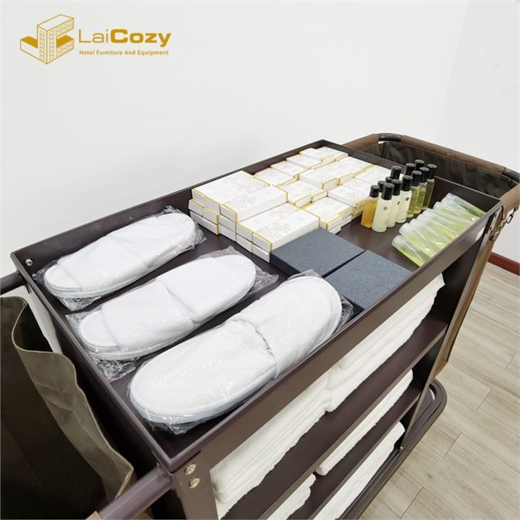 Hotel Maid Cart Housekeeping Service Reinigung Bettwäsche Wäschewagen